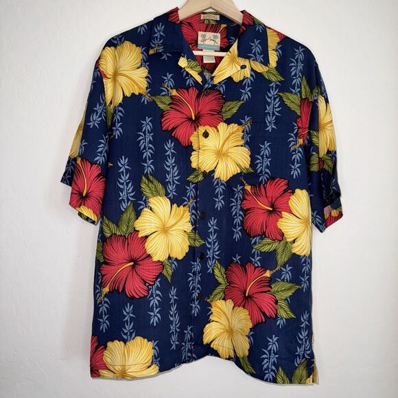 Reyn Spooner Hawaiian Shirt Mens Floral Regency Silk Jacquard Button Up Size S - Picture 2 of 6